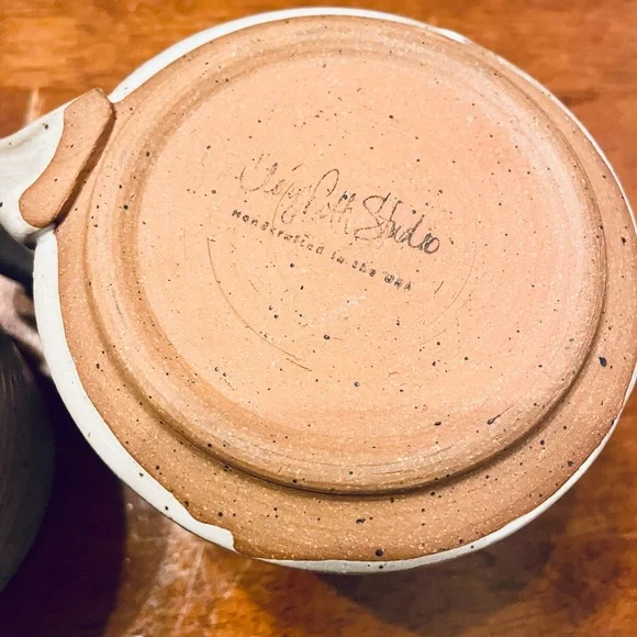 Set of 2 Stoneware Coffee Mug It's Our Nature Cream Speckled Ceramic Handmade - Picture 4 of 6